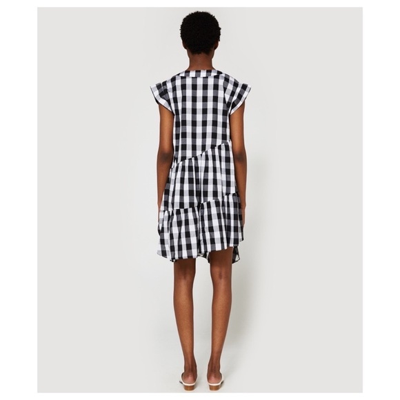 FARROW Chaumont Dress in Black and White Buffalo Check, Asymmetrical Hem, Size S - Picture 3 of 13